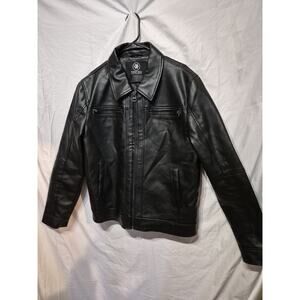 Whet Blu Black Vegan leather Jacket Men's Size large Never Worn Looks Great .